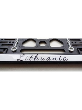 License plate frame with rubber gaskets and polymer sticker Lithuania R22